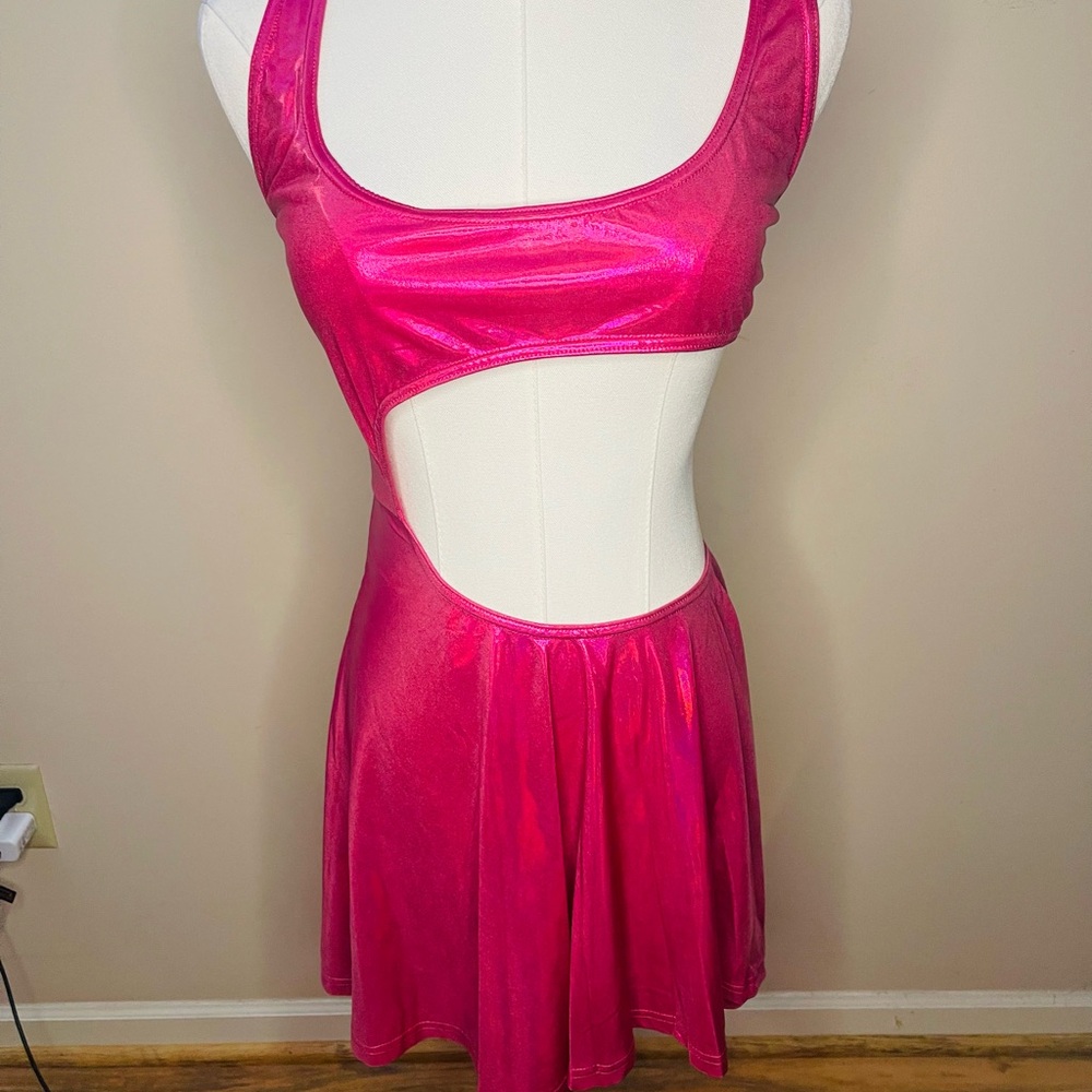 DOLLS KILL - CLUB EXX DAZZLER dress NWT hot metallic pink - Picture 7 of 15